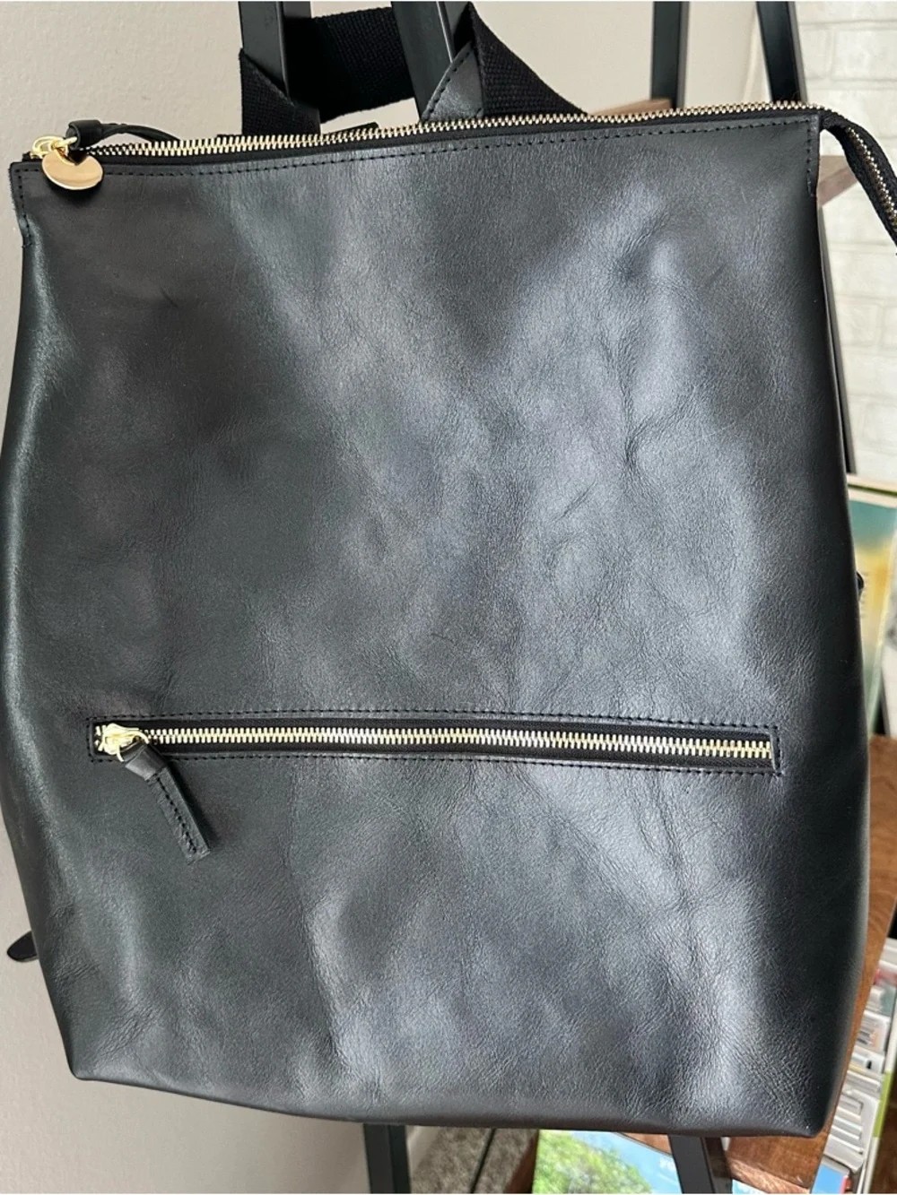 Clare V. Remi Backpack in Black Rustic Leather - Like New / Fits 14" Laptop - Picture 1 of 6